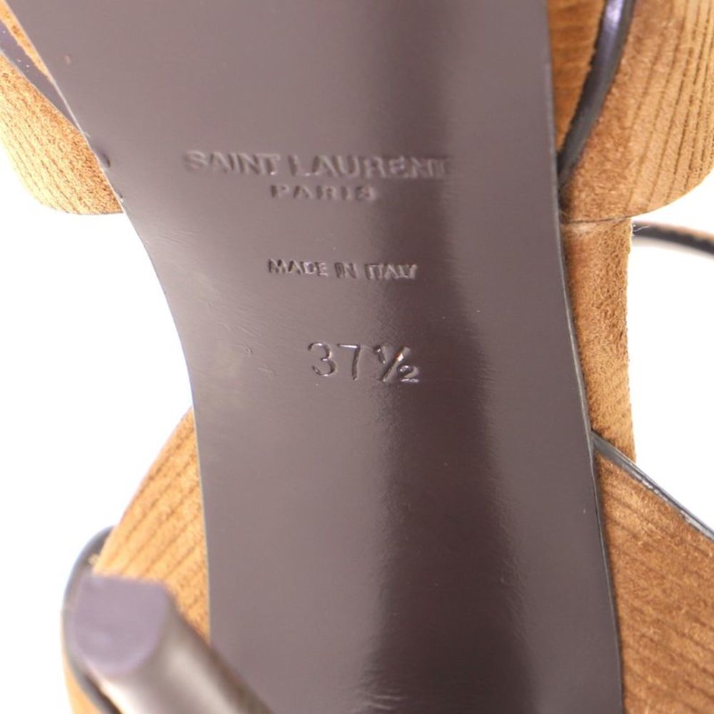 Saint Laurent Women's Tribute Stiletto Sandals Suede Brown - Picture 5 of 5